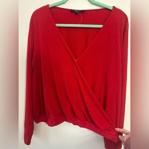 Miss Lili red v-neck crossover top in size 3x